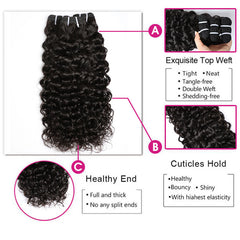 VIPbeauty Water Wave Bundles With 13x6 Lace Frontal Human Hair Extensions