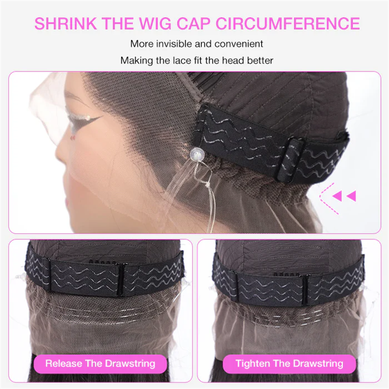 VIPbeauty 360 Full Lace Silky Straight Wigs With Invisi Drawstring Human Hair Wigs