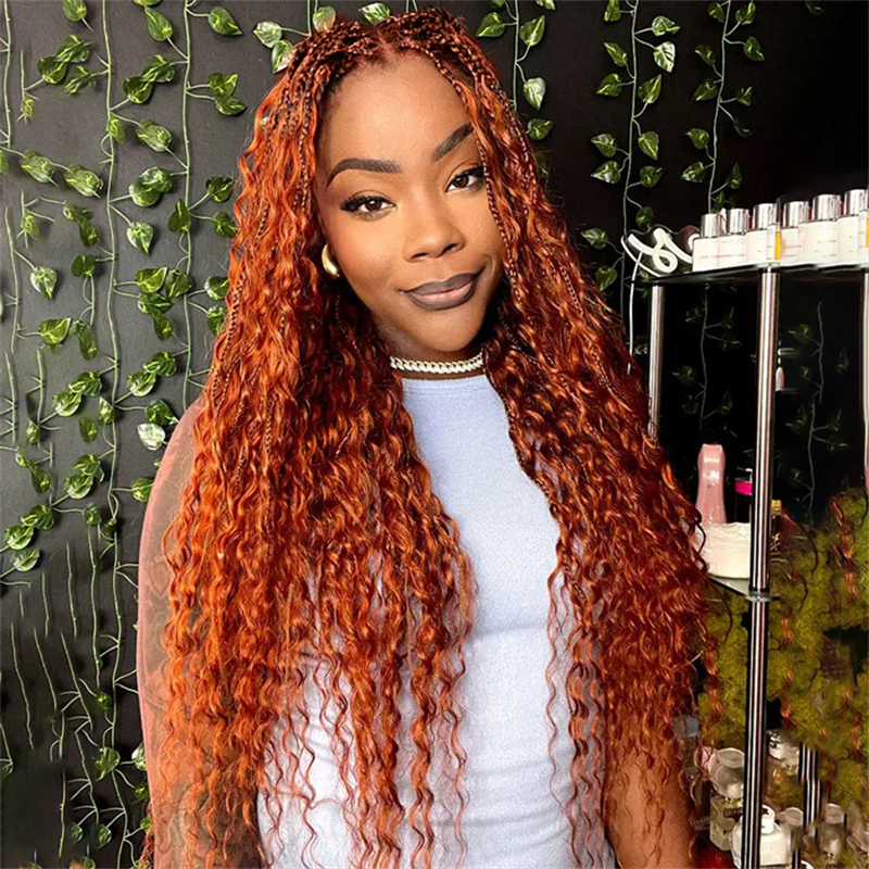 VIPbeauty Boho Curls Braided Wigs 13x6 Frontal Lace Pull Go Drawstring Wigs Human Hair