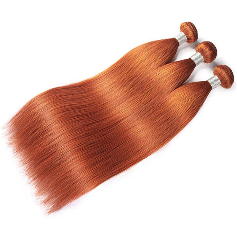 VIPbeauty Ginger Orange 3 Bundles With 4x4 Lace Closure Body Wave/Straight Human Hair Bundles