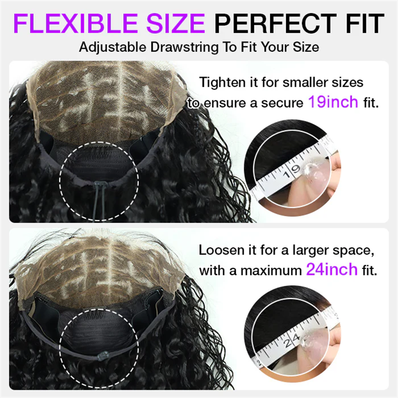 VIPbeauty Boho Curls Braided Wigs 13x6 Frontal Lace Pull Go Drawstring Wigs Human Hair