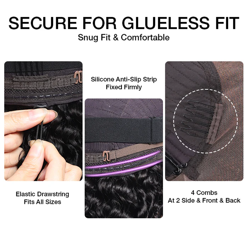 VIPbeauty Boho Curls Braided Wigs 13x6 Frontal Lace Pull Go Drawstring Wigs Human Hair