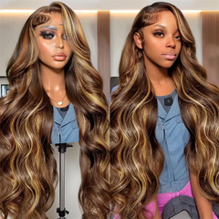VIPbeauty P4/27 Highlight Body Wave 13x6 Lace Front Glueless Wig With Invisi Drawstring