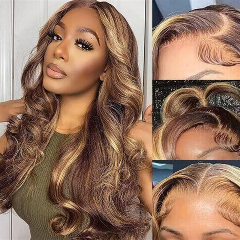 VIPbeauty P4/27 Highlight Body Wave 13x6 Lace Front Glueless Wig With Invisi Drawstring