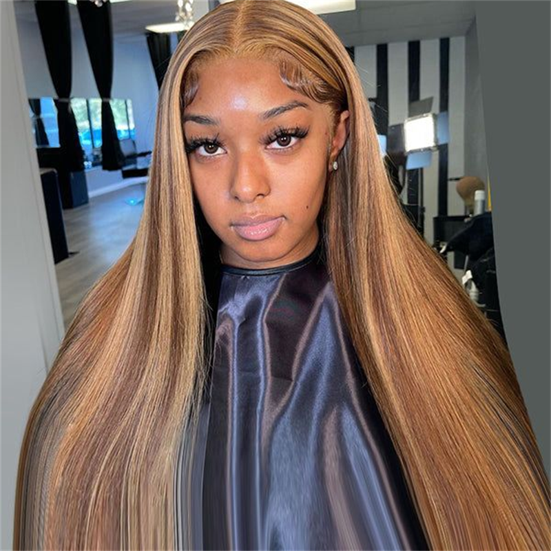 VIPbeauty P4/27 Highlight Straight 13x6 Lace Front Glueless Wigs With Invisi Drawstring