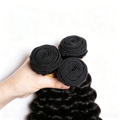 VipBeauty 12A Deep Wave Human Hair Extension Natural Black Color
