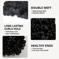 VIPbeauty Virgin Indian Curly Virgin Human Hair Extensions Full And Thick