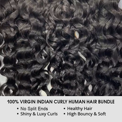 VIPbeauty Virgin Indian Curly Virgin Human Hair Extensions Full And Thick