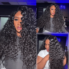 VIPbeauty Indian Curly 3 IN 1 Half Wig With Elastic Drawstring Beginner Friendly Glueless Wig