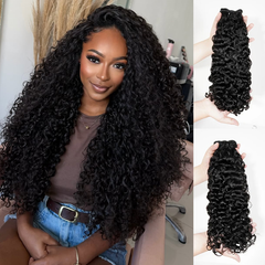 VIPbeauty Virgin Indian Curly Virgin Human Hair Extensions Full And Thick