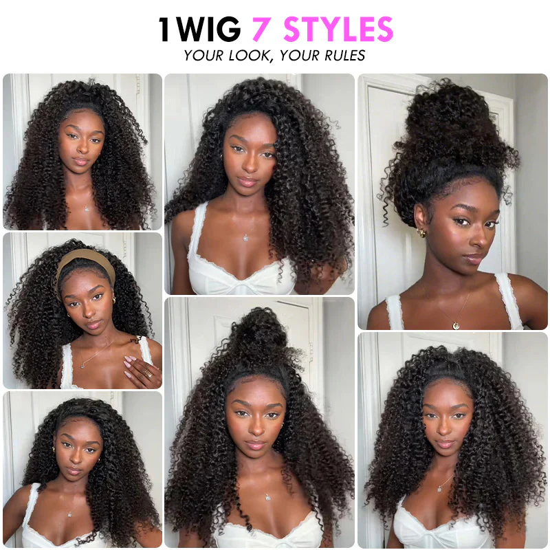 VIPbeauty Kinky Curly Half Wig Flip Over Quick Weave Glueless Install 100% Natural Hairline
