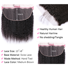 VIPbeauty Kinky Straight Human Hair Bundles With 13x6 Lace Frontal Virgin Hair Extensions