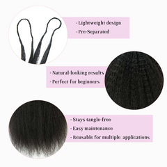 VIPbeauty Kinky Straight Feather Crochet Braid Natural Black Human Hair Extensions