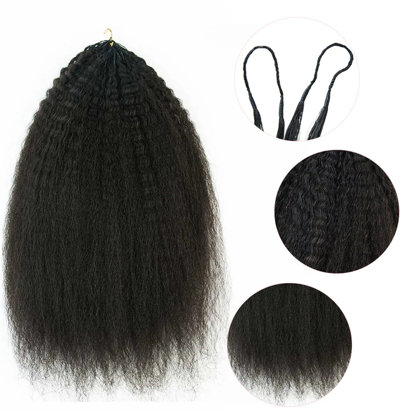 VIPbeauty Kinky Straight Feather Crochet Braid Natural Black Human Hair Extensions