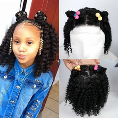 VIPbeauty 10inch 4x4 Lace Closure Kinky Curly 180% Density Hair Wig With Pre plucked Hairline For Children