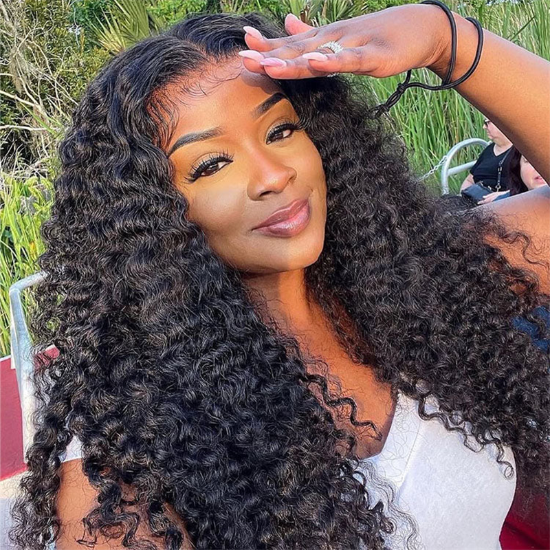 VIPbeauty 3 In 1 Half Wig Burmese Curly Glueless Flexi-Fit Drawstring Human Hair Wigs