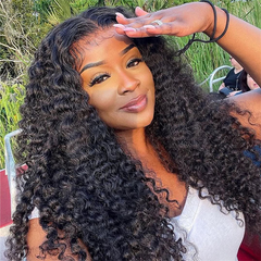 VIPbeauty 3 In 1 Half Wig Burmese Curly Glueless Flexi-Fit Drawstring Human Hair Wigs