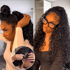 VIPbeauty 3 In 1 Half Wig Burmese Curly Glueless Flexi-Fit Drawstring Human Hair Wigs