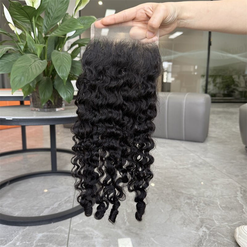 VIPbeauty Burmese Curly Hair 3 Bundles With 5x5 Lace Closure Brazilian Human Hair