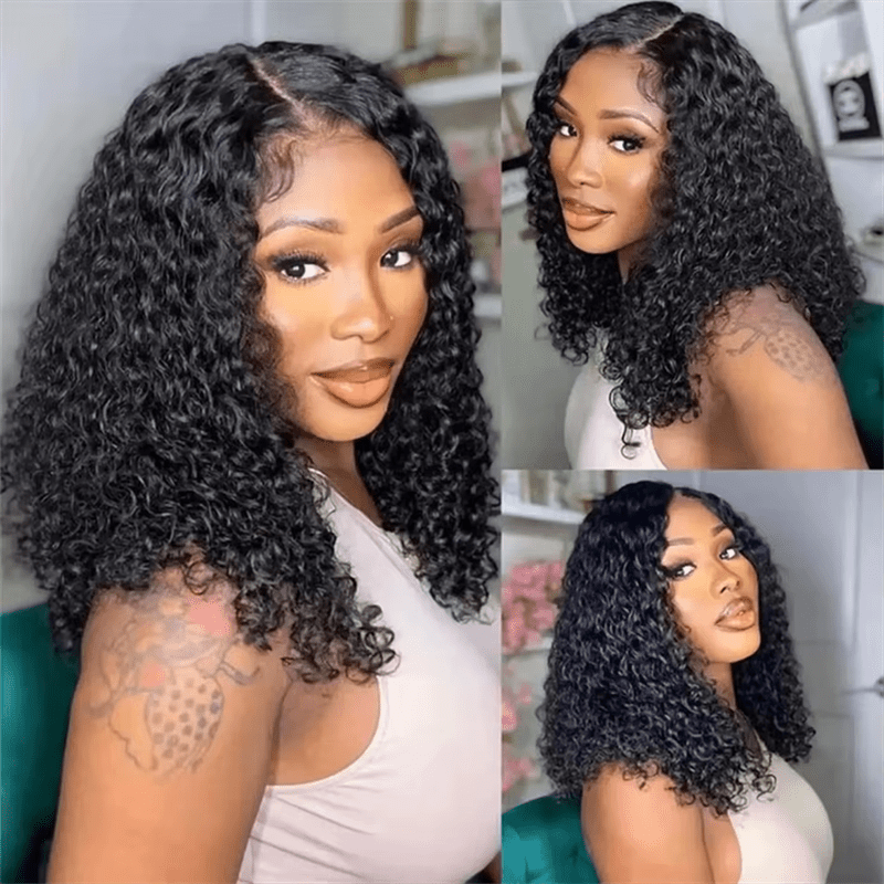 VIPbeauty Short Bob Burmese Curly 13x4 Invisiable Lace Human Hair Wigs
