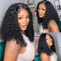 VIPbeauty Short Bob Burmese Curly 13x4 Invisiable Lace Human Hair Wigs