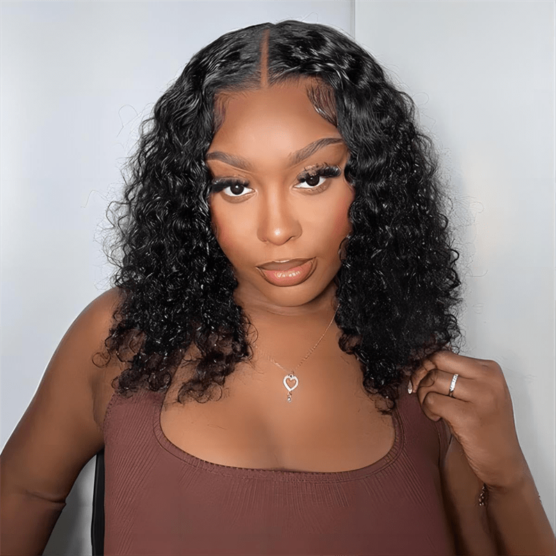 VIPbeauty Short Bob Burmese Curly 13x4 Invisiable Lace Human Hair Wigs