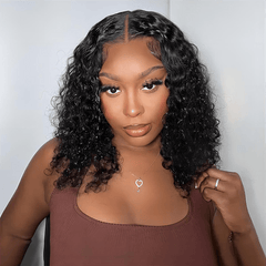 VIPbeauty Short Bob Burmese Curly 13x4 Invisiable Lace Human Hair Wigs