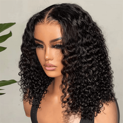 VIPbeauty Short Bob Burmese Curly 13x4 Invisiable Lace Human Hair Wigs