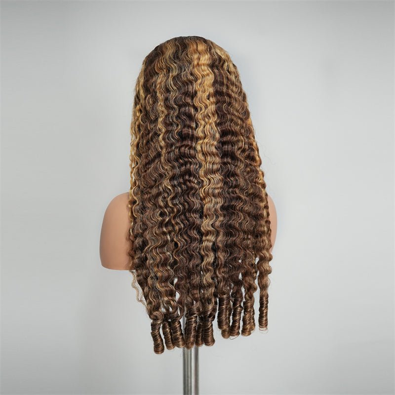 VIPbeauty Highlight Honey Blonde Burmese Curly Lace Front Wigs 13x4 13x6 HD Transparent Human Hair Wigs