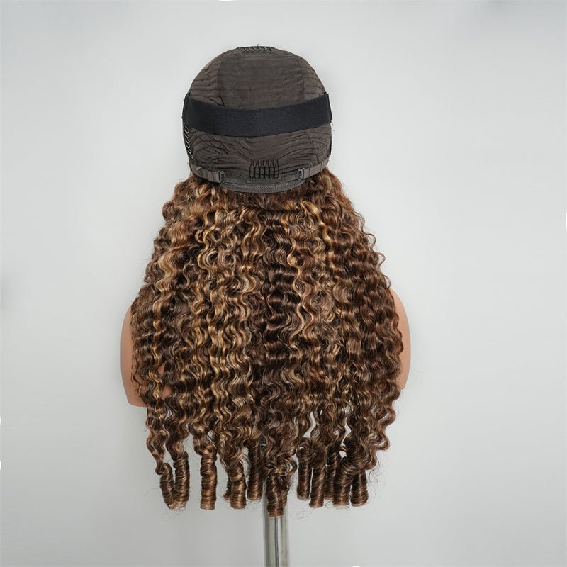 VIPbeauty Highlight Honey Blonde Burmese Curly Lace Front Wigs 13x4 13x6 HD Transparent Human Hair Wigs