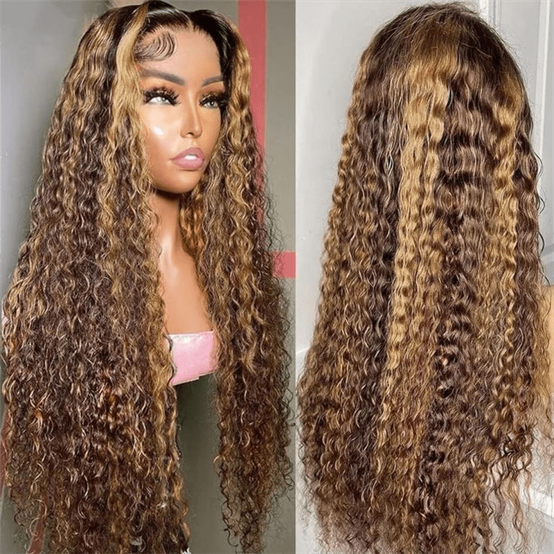 VIPbeauty Highlight Honey Blonde Burmese Curly Lace Front Wigs 13x4 13x6 HD Transparent Human Hair Wigs