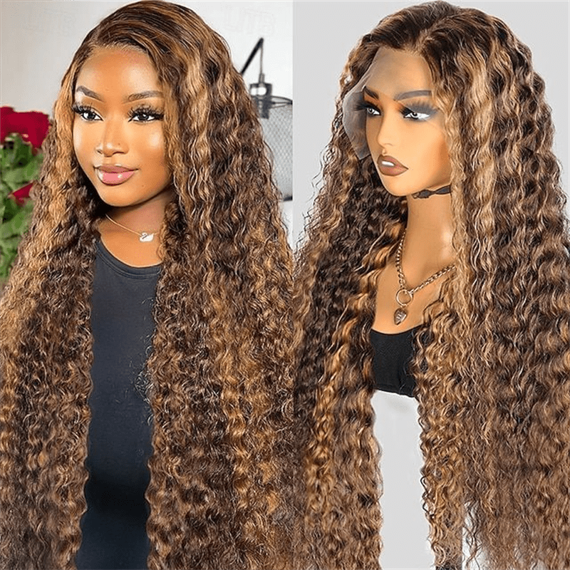 VIPbeauty Highlight Honey Blonde Burmese Curly Lace Front Wigs 13x4 13x6 HD Transparent Human Hair Wigs