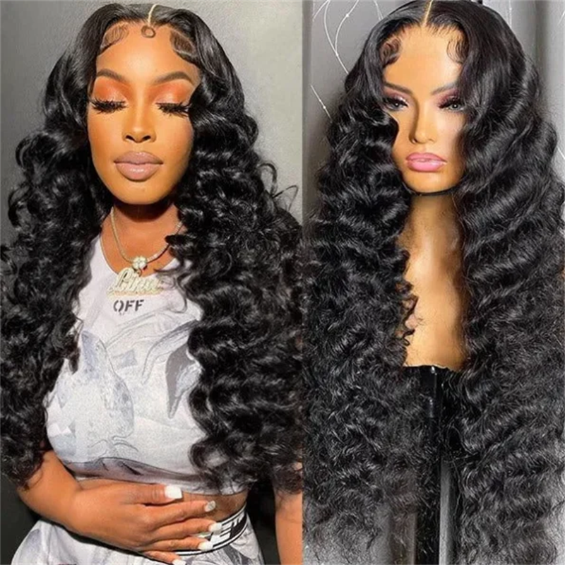 VIPbeauty Invisi-Drawstring Loose Deep Wave 360 Lace Frontal Glueless Lace Wigs