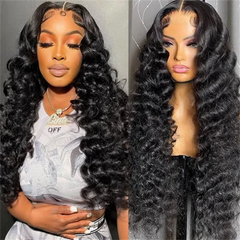 VIPbeauty Invisi-Drawstring Loose Deep Wave 360 Lace Frontal Glueless Lace Wigs