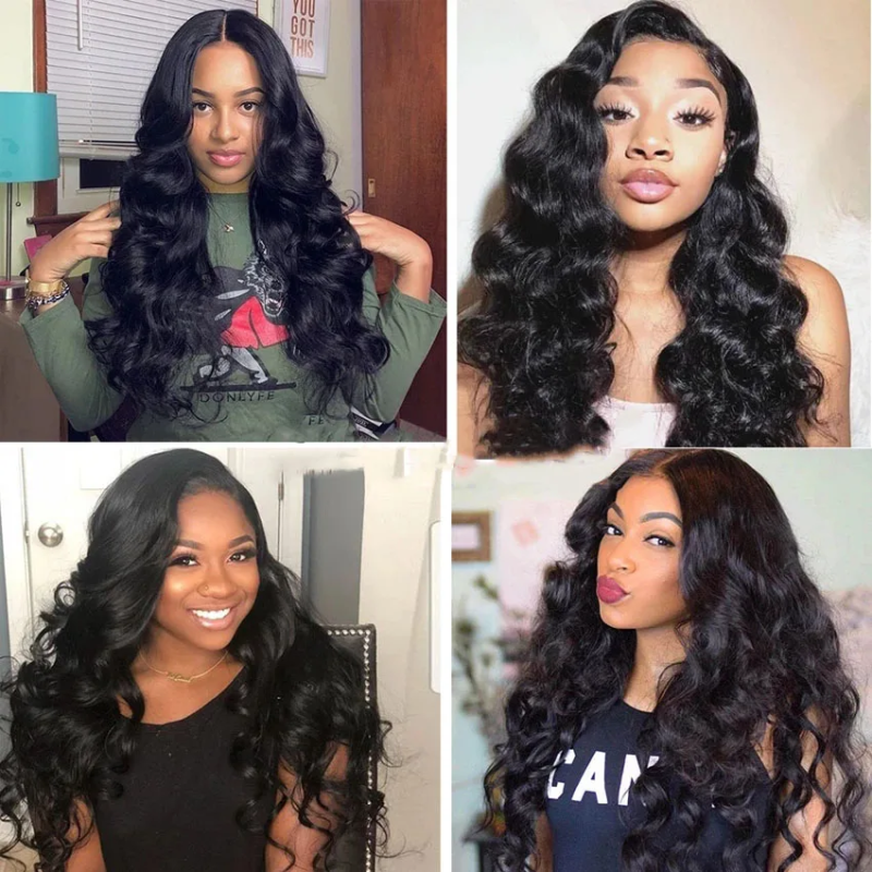VIPbeauty Loose Wave Bundles With 13x6 Lace Frontal Human Hair Extensions
