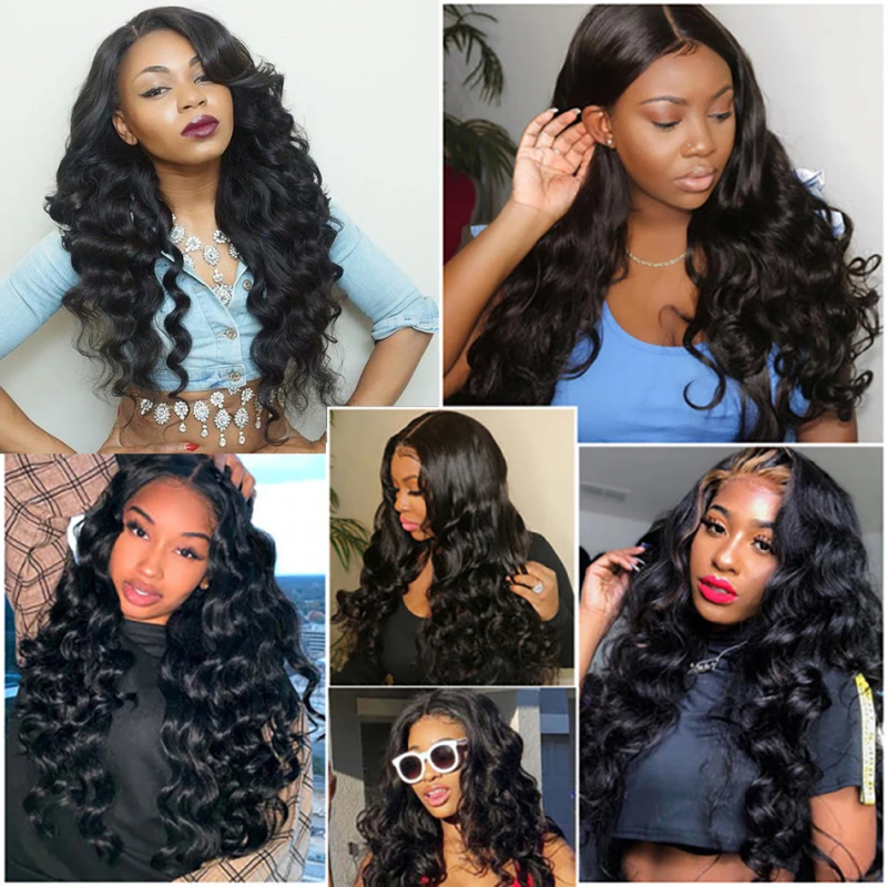 VIPbeauty Loose Wave Bundles With 13x6 Lace Frontal Human Hair Extensions