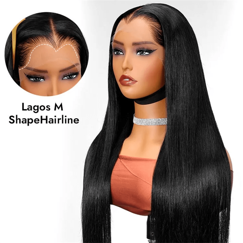 VIPbeauty Lagos M-Shaped Hairline Straight Hair Lace Frontal Wigs Human Hair