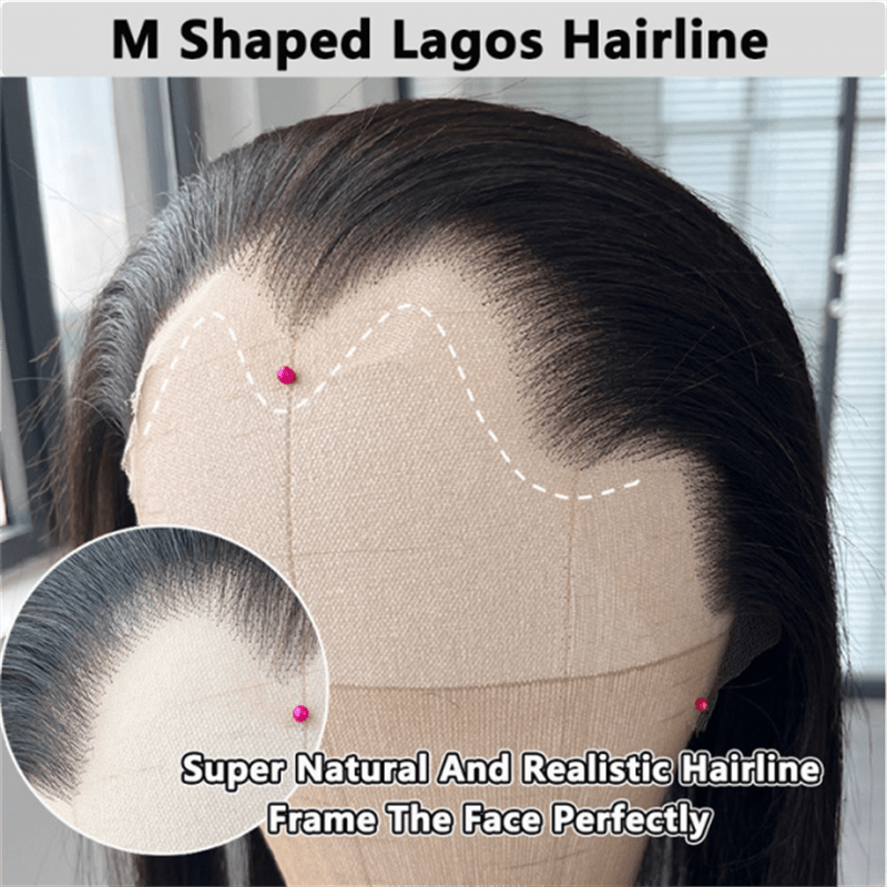 VIPbeauty Lagos M-Shaped Hairline Straight Hair Lace Frontal Wigs Human Hair