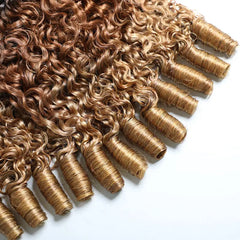 VIPbeauty Burmese Curly 3 Bundles With Lace Closure T1B/30/27 Ombre Human Hair Extensions