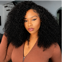 VIPbeauty Kinky Curly 5x5 Lace Closure Human Hair Wigs Pre-styled Side Part