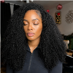 VIPbeauty Kinky Curly 5x5 Lace Closure Human Hair Wigs Pre-styled Side Part