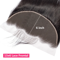 VIPbeauty Straight Human Hair Bundles With 13x6 Lace Frontal Virgin Hair Extensions