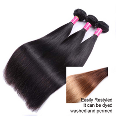 VIPbeauty Straight Human Hair Bundles With 5x5 Lace Closure