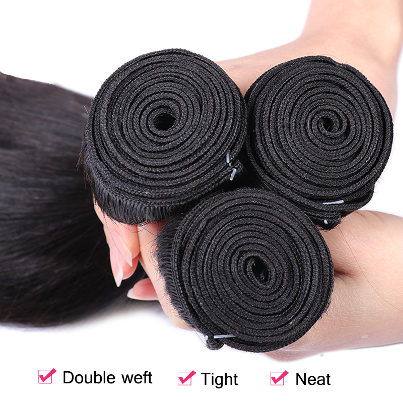 VIPbeauty Straight Human Hair Bundles With 5x5 Lace Closure