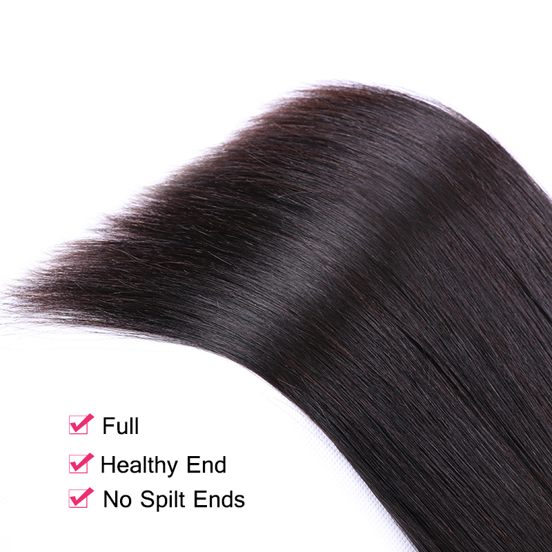 VIPbeauty Straight Human Hair Bundles With 5x5 Lace Closure