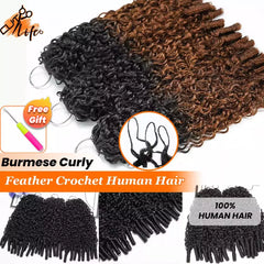 VIPbeauty T1b/30 Burmese Curly Lightweight Crochet Braids Human Hair Extensions