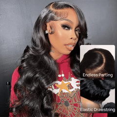VIPbeauty 13x6 Glueless Body Wave Wig With Drawstring Pre Bleached Pre Plucked 100% Human Hair Wig