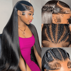 VIPbeauty Straight Glueless Flexi-Fit Drawstring Wig 13x6 Lace Front Human Hair Wigs