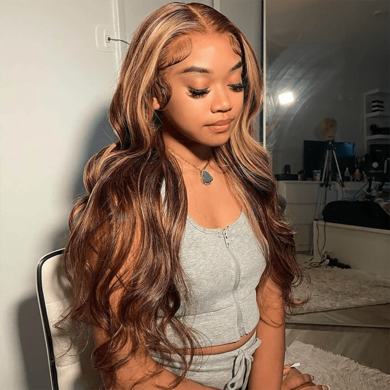 VIPbeauty P4/27 Highlight Body Wave 13x6 Lace Front Glueless Wig With Invisi Drawstring