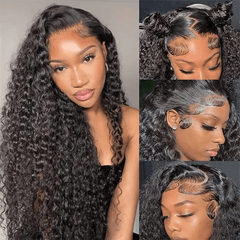 VIPbeauty Deep Wave Glueless 13x6 Lace Front Wigs Human Hair Flexi-Fit Drawstring Cap